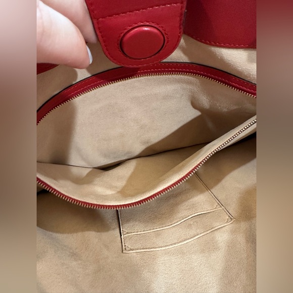 Gucci Apollo GG embossed red leather tote bag purse gold chair strap 11.75x6.75” - Picture 14 of 16